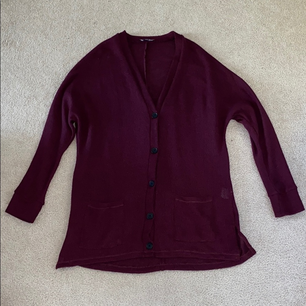 AE Button Up Cardigan (Dark Burgundy/Purple)